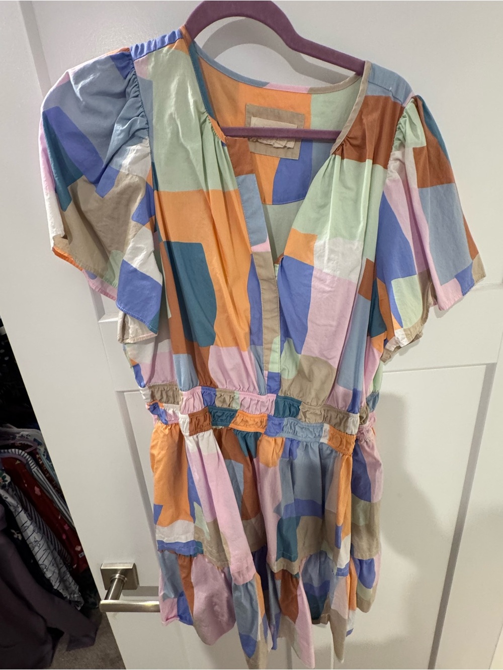 Anthropologie Somerset mini dress pastel Multicolor Patchwork print - Picture 2 of 4